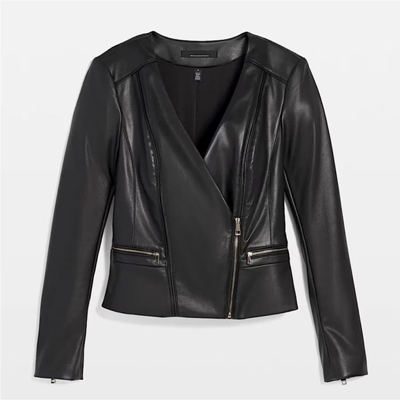 White House Black Market Jackets & Blazers - WHBM BLACK FAUX LEATHER MOTO JACKET